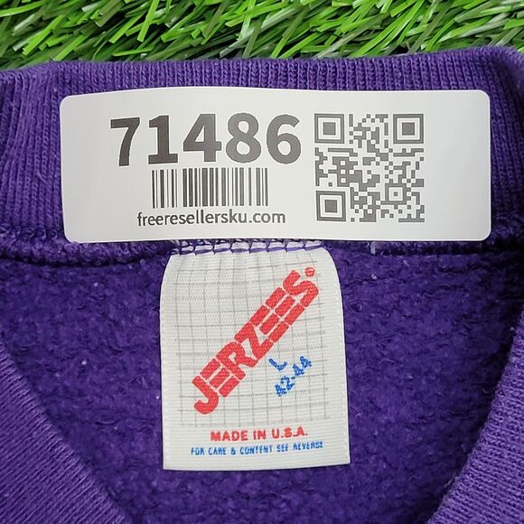 Vintage 80s Jerzees Sweatshirt Womens Large 20x23 Purple - Picture 8 of 12